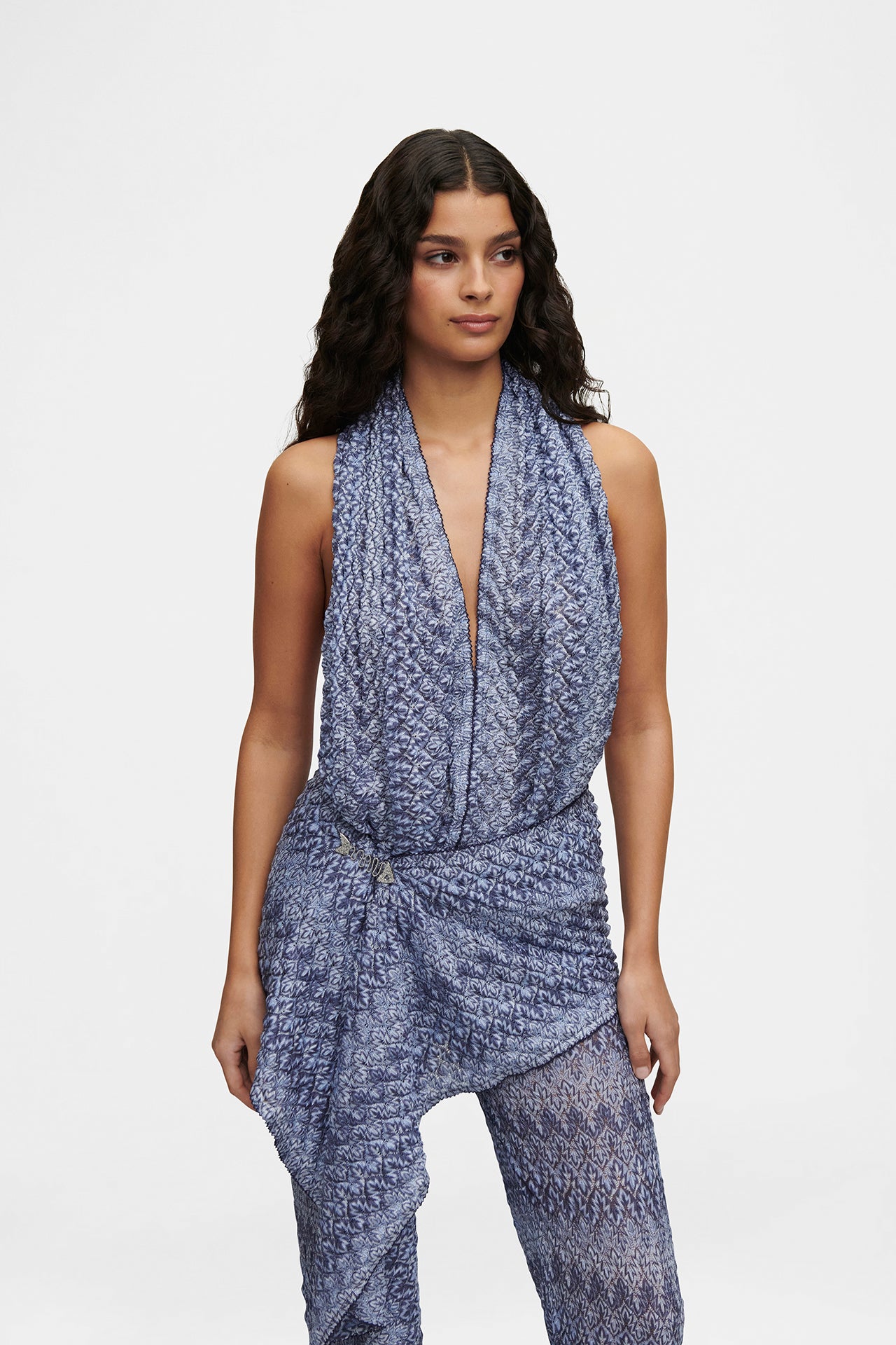 Ocean Knit Scarf Top, Italian knit with pins, image 15, HANNE BLOCH