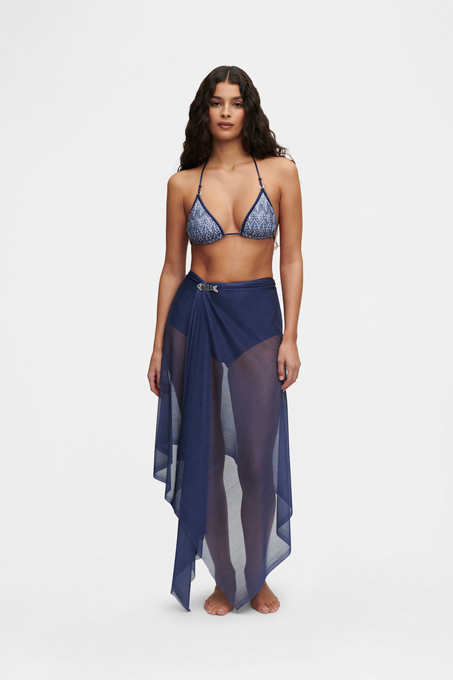 Ocean Blue Silk Tulle Scarf