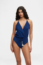 Ocean Blue Glitter V-Swimsuit