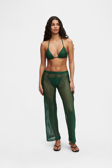 Forest Green Knit Trousers, Italian knit, HANNE BLOCH