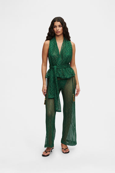 Forest Green Knit Trousers, Italian knit, image 4, HANNE BLOCH