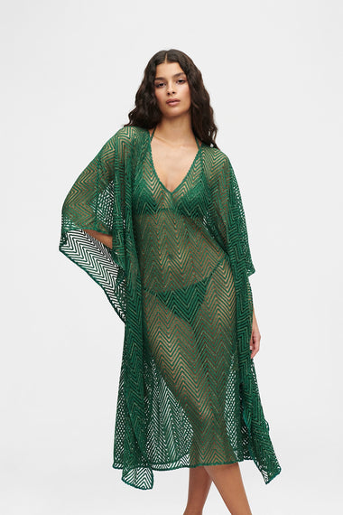 Forest Green Knit Kaftan, one-size Italian knit, HANNE BLOCH