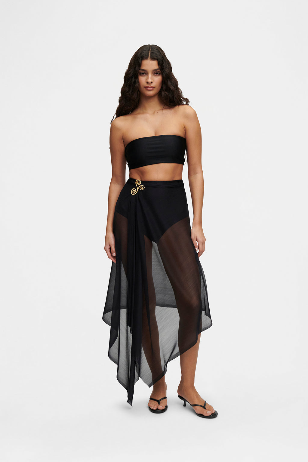 Black Silk Tulle Scarf