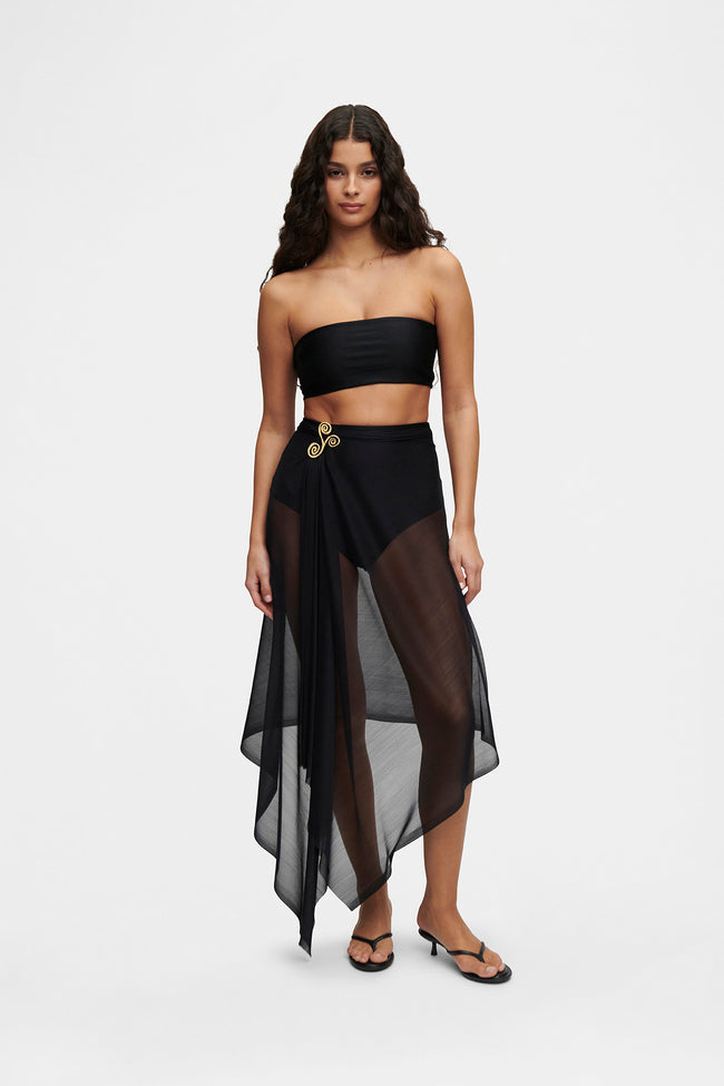 Black Silk Tulle Scarf