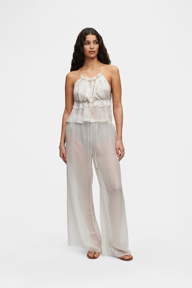 White Silk Trousers, wavy 100% Grade 6A mulberry silk, image 4, HANNE BLOCH
