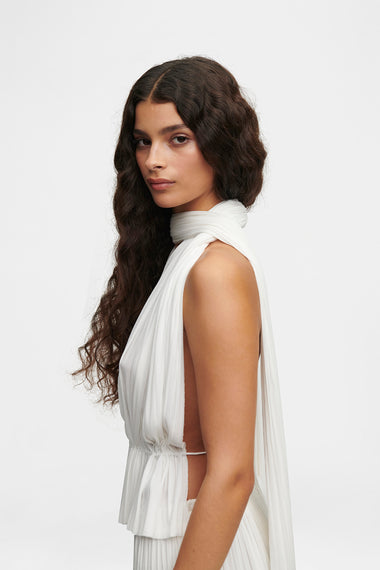 White Silk Tulle Scarf, raw-cut 100% Grade 6A mulberry silk tulle, image 3, HANNE BLOCH
