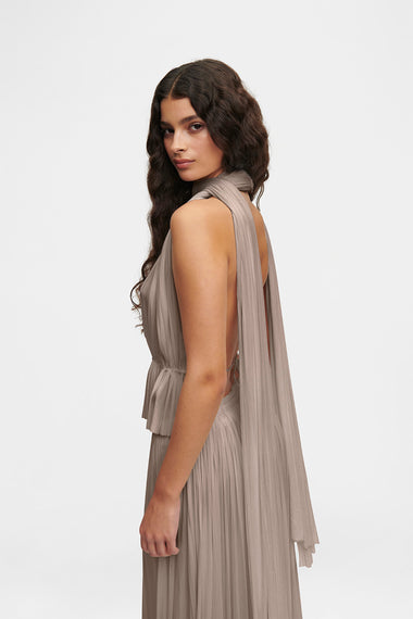 Taupe Silk Tulle Scarf, raw-cut 100% Grade 6A mulberry silk tulle, HANNE BLOCH