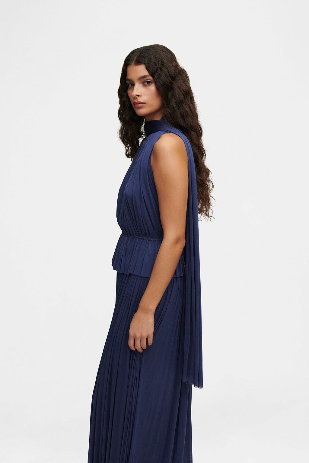 Ocean Blue Silk Tulle Scarf