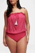 Pink Bandeau Silk Swimsuit with 100% Grade 6A silk top, image 7, HANNE BLOCH