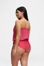 Pink Bandeau Silk Swimsuit with 100% Grade 6A silk top, image 6, HANNE BLOCH