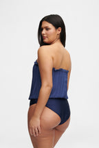 Ocean Blue Bandeau Silk Swimsuit