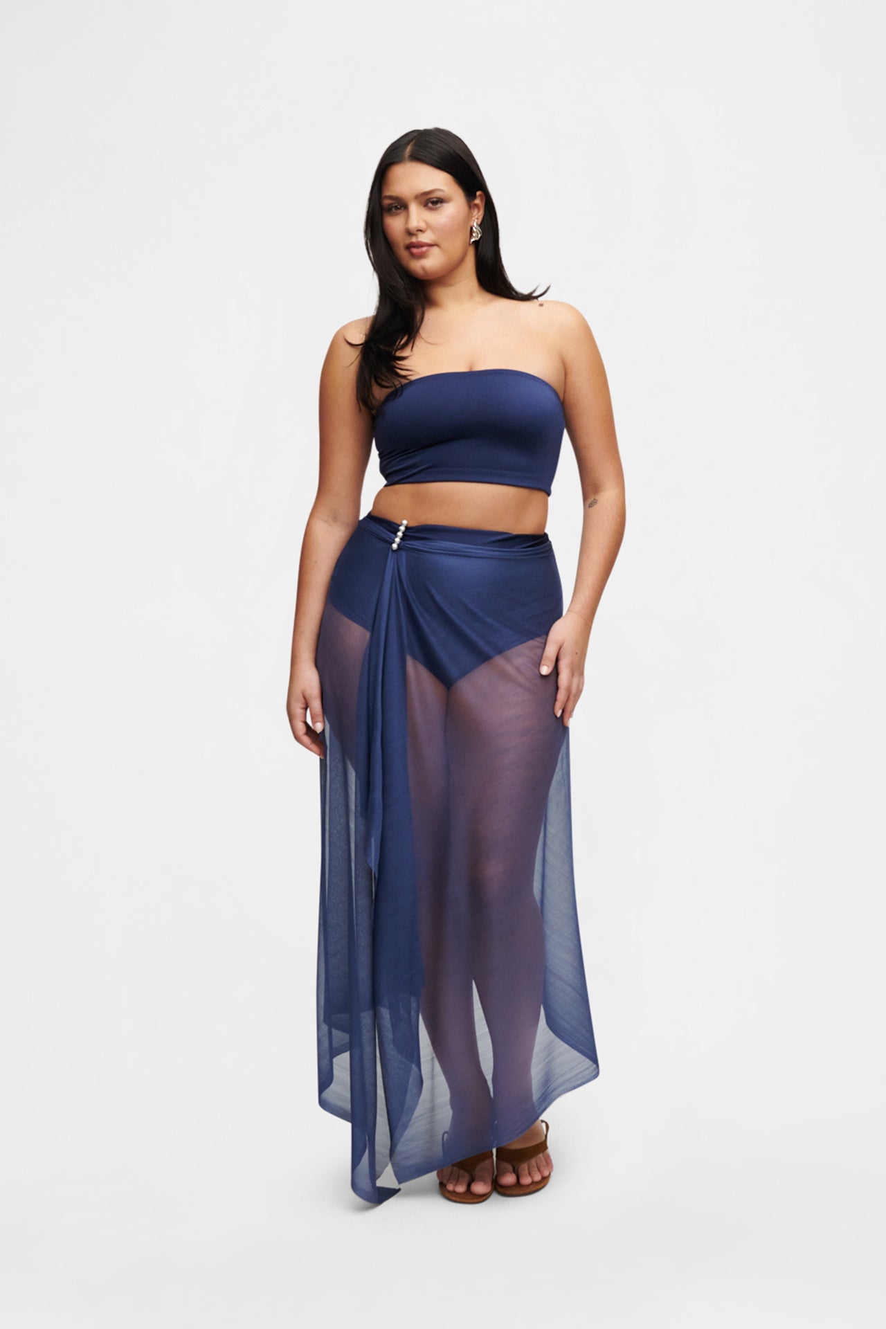 Ocean Blue Silk Tulle Scarf