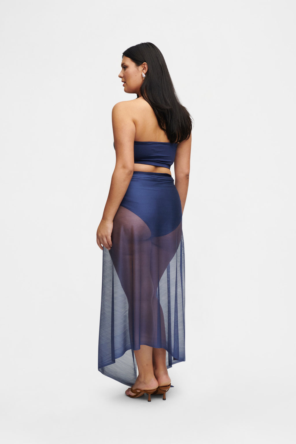 Ocean Blue Silk Tulle Scarf