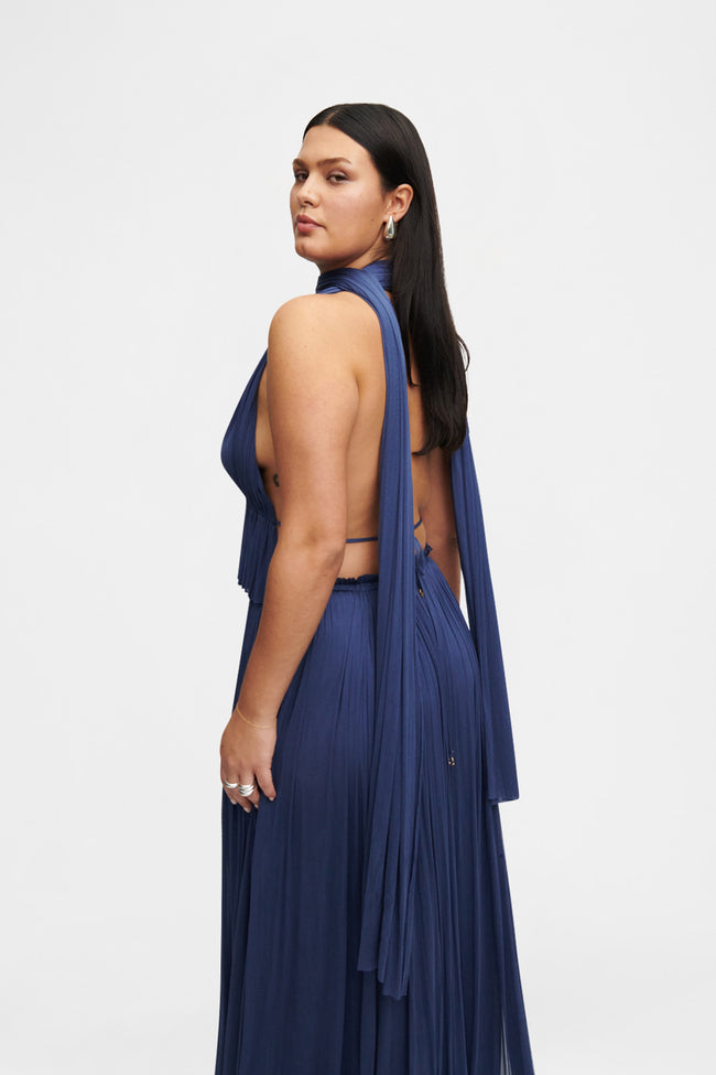 Ocean Blue Silk Tulle Scarf