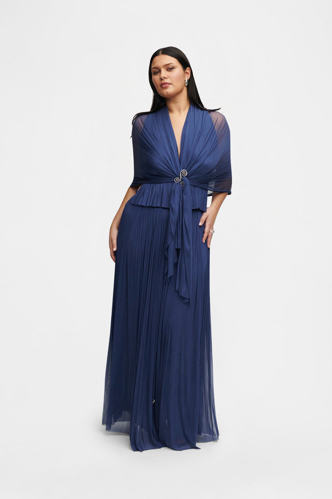 Ocean Blue Silk Tulle Scarf