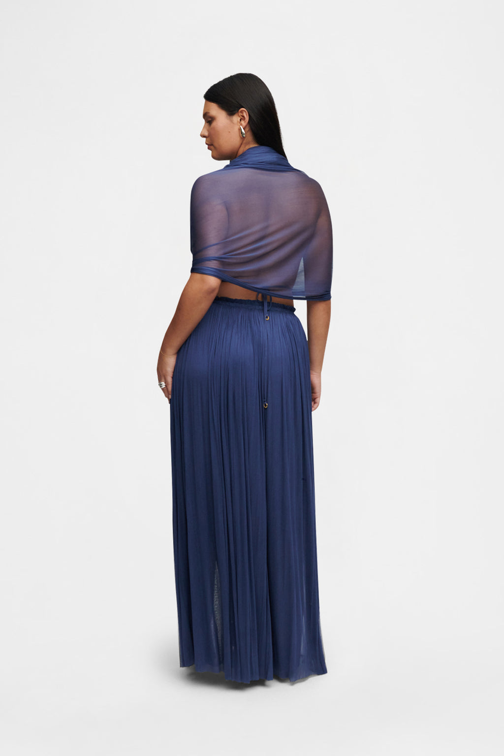 Ocean Blue Silk Tulle Scarf