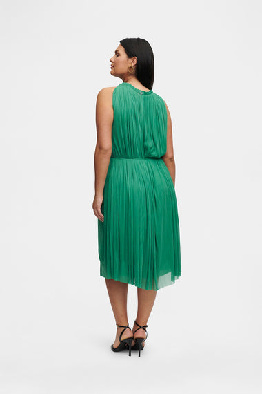 Forest Green Silk Tulle Halter Dress, floor-length 100% Grade 6A mulberry silk, image 3, HANNE BLOCH