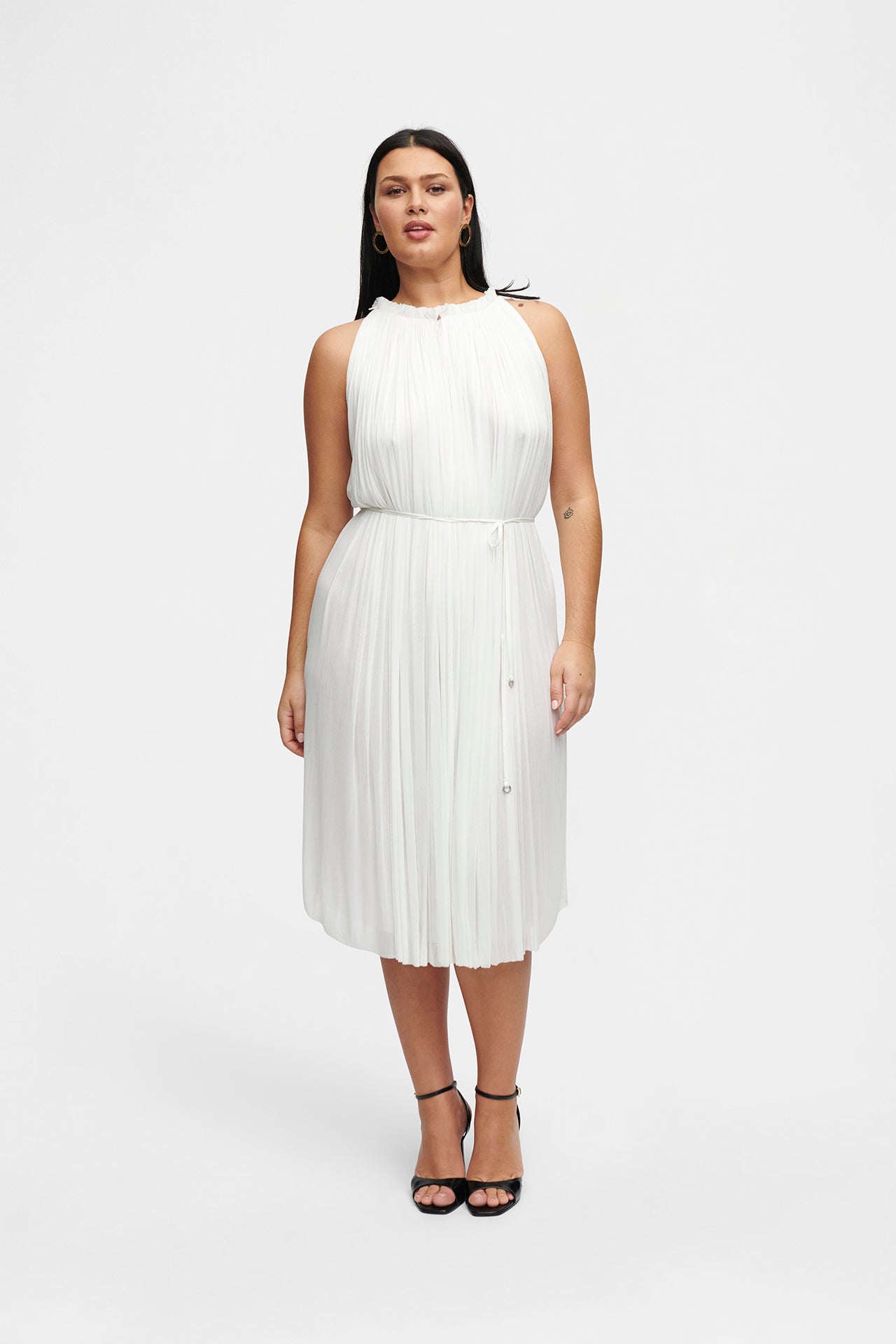 White Silk Tulle Halter Dress, floor-length 100% Grade 6A mulberry silk, image 3, HANNE BLOCH