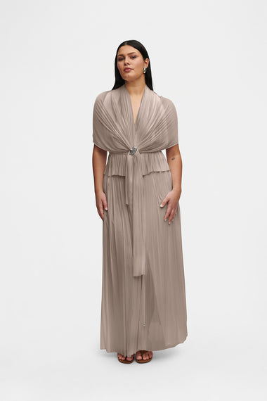 Taupe Silk Tulle Scarf, raw-cut 100% Grade 6A mulberry silk tulle, image 5, HANNE BLOCH
