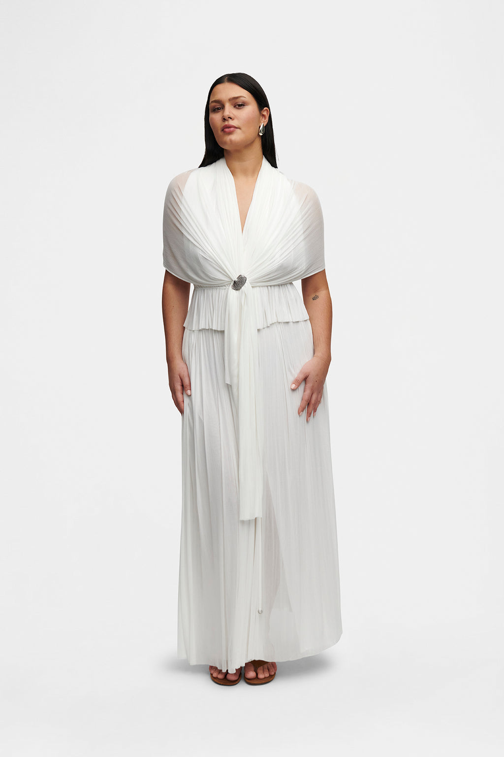 White Silk Tulle Scarf, raw-cut 100% Grade 6A mulberry silk tulle, image 7, HANNE BLOCH