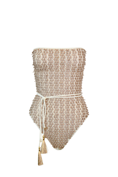 White Pom Pom Swimsuit, image 5, HANNE BLOCH