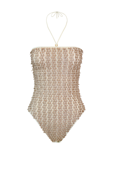 White Pom Pom Swimsuit, HANNE BLOCH