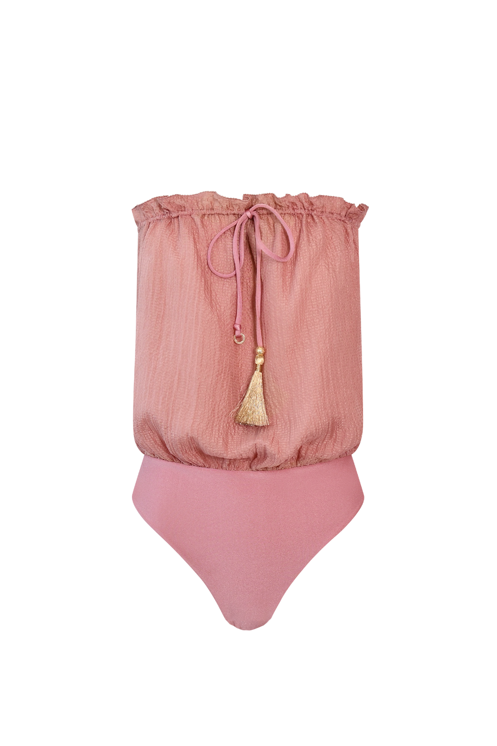 Blush Bandeau Silk Swimsuit