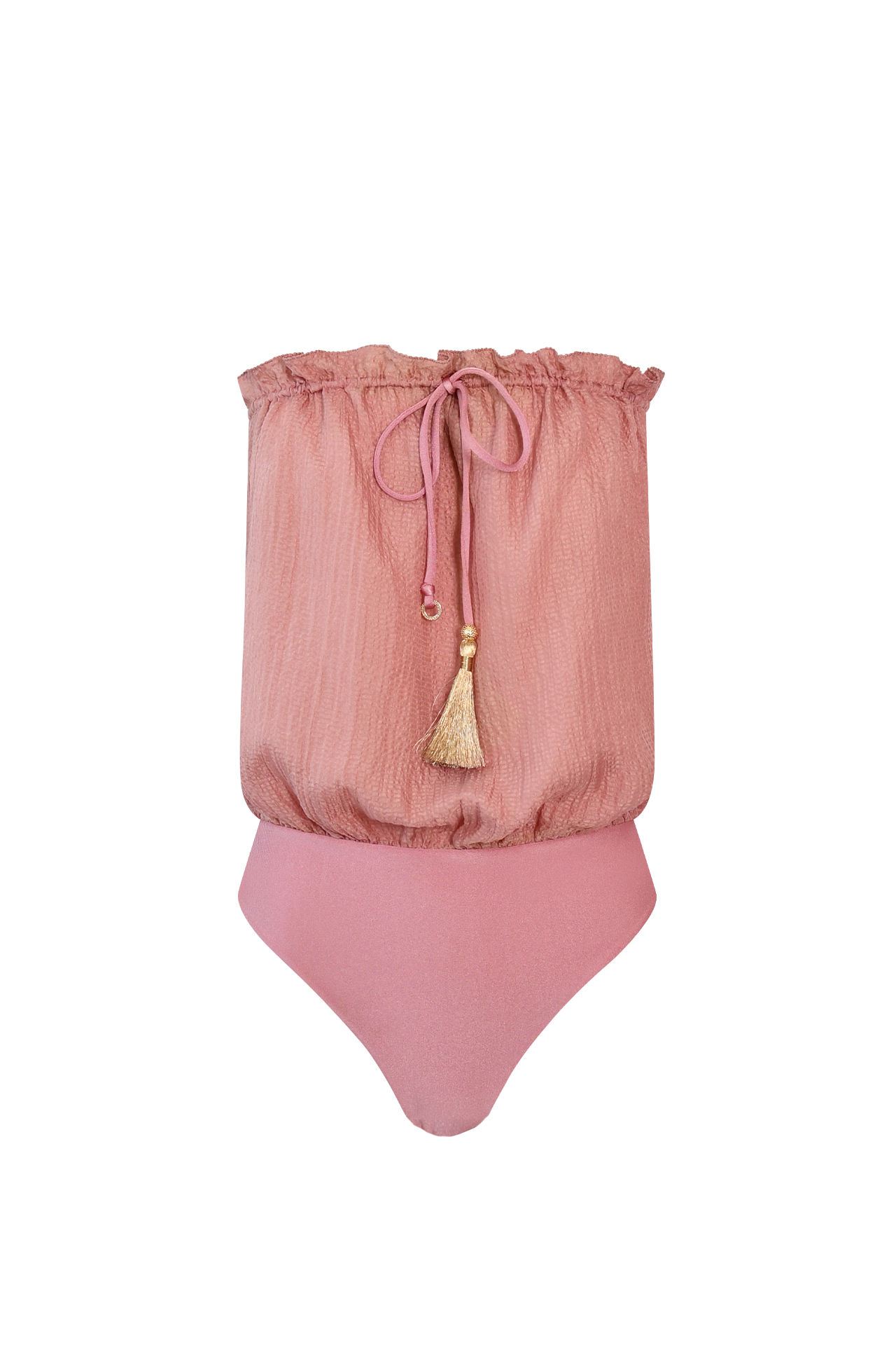Blush Bandeau Silk Swimsuit
