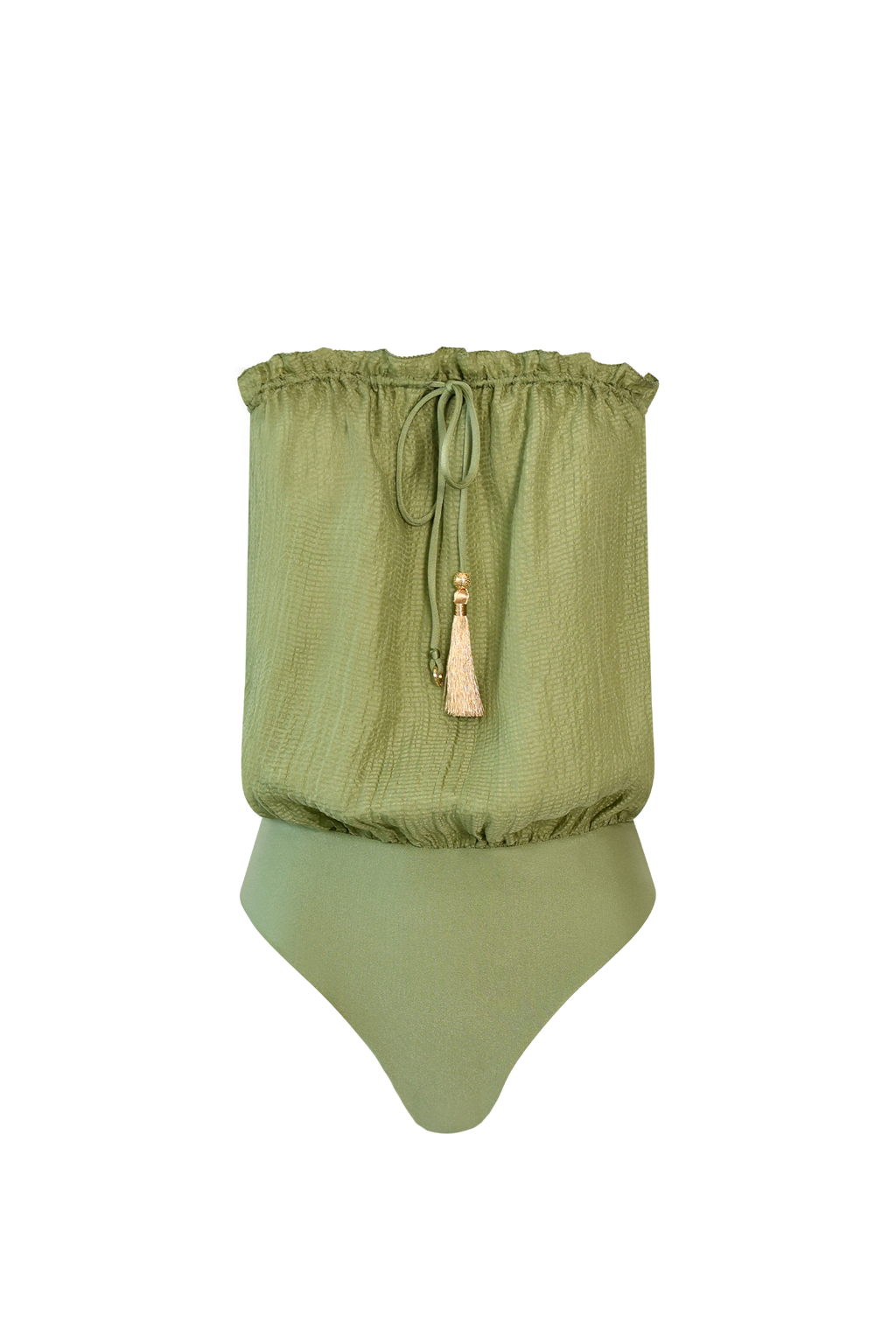 Green Bandeau Silk Swimsuit