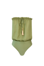 Green Bandeau Silk Swimsuit