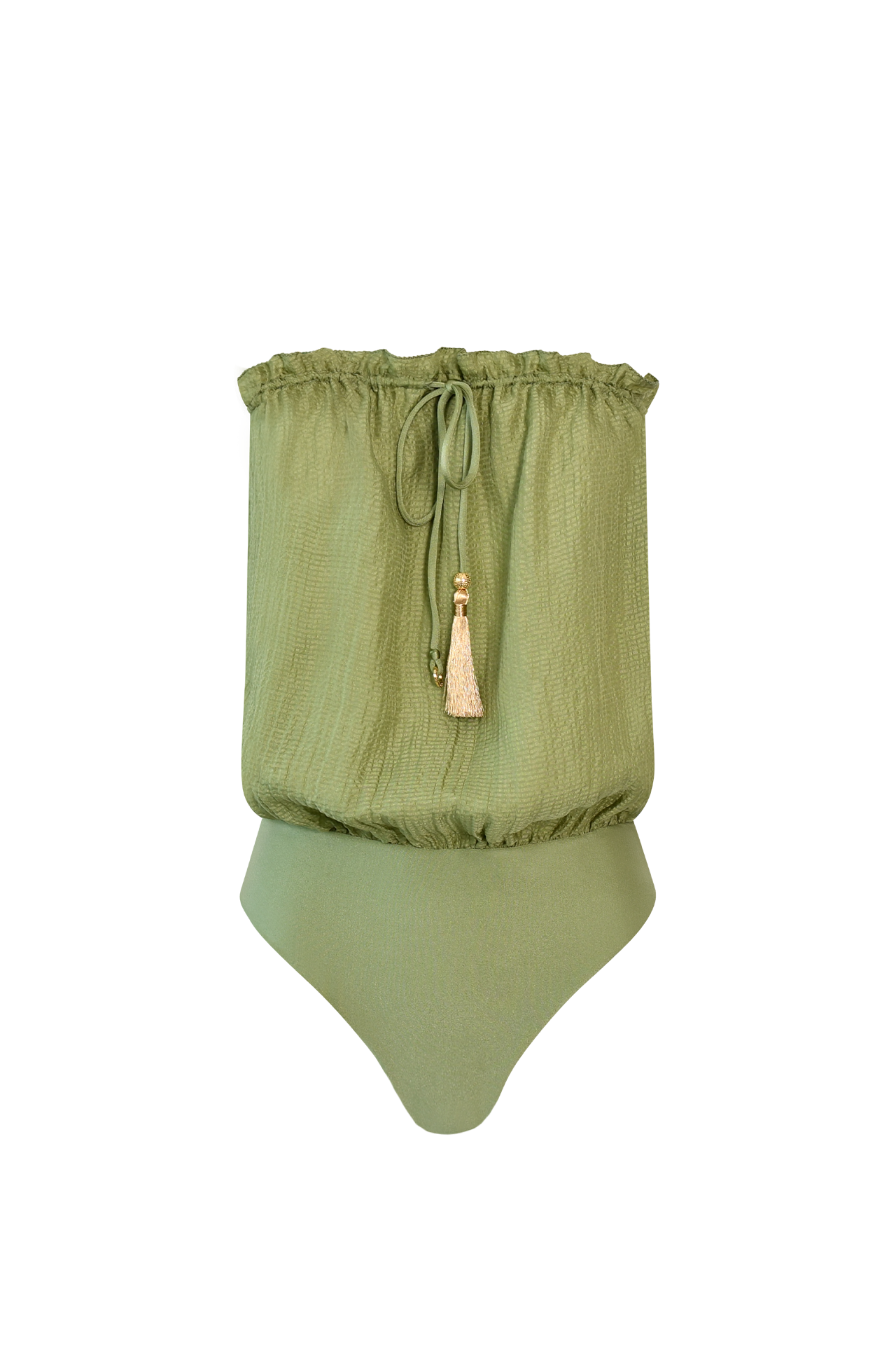 Green Bandeau Silk Swimsuit