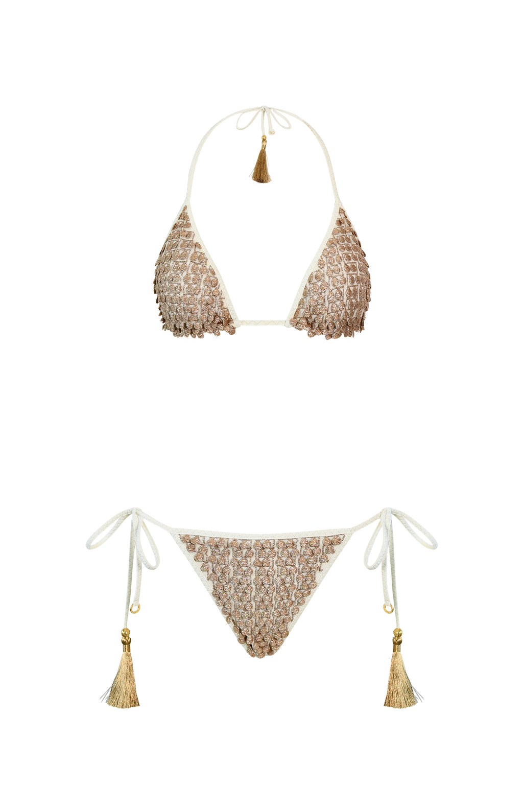 White Pom Pom Triangle Bikini