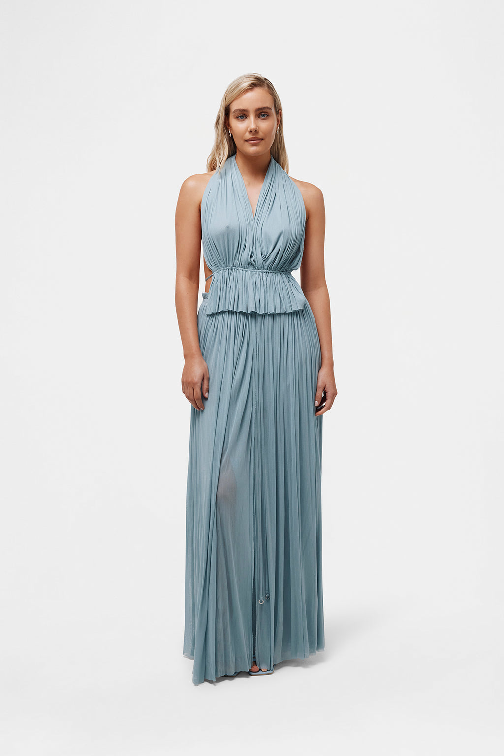 Ice Blue Silk Tulle Top & Skirt