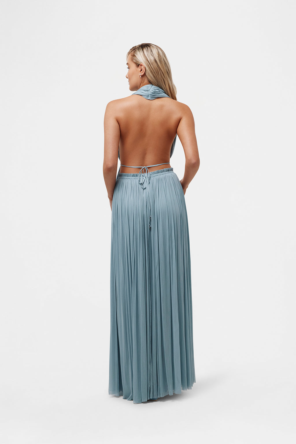 Ice Blue Silk Tulle Top & Skirt