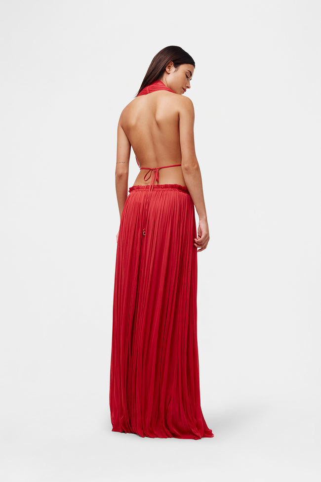 Red Silk Tulle Skirt