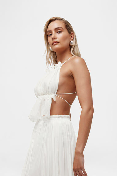 White Silk String Set, skirt and string top in 100% Grade 6A mulberry silk, image 5, HANNE BLOCH