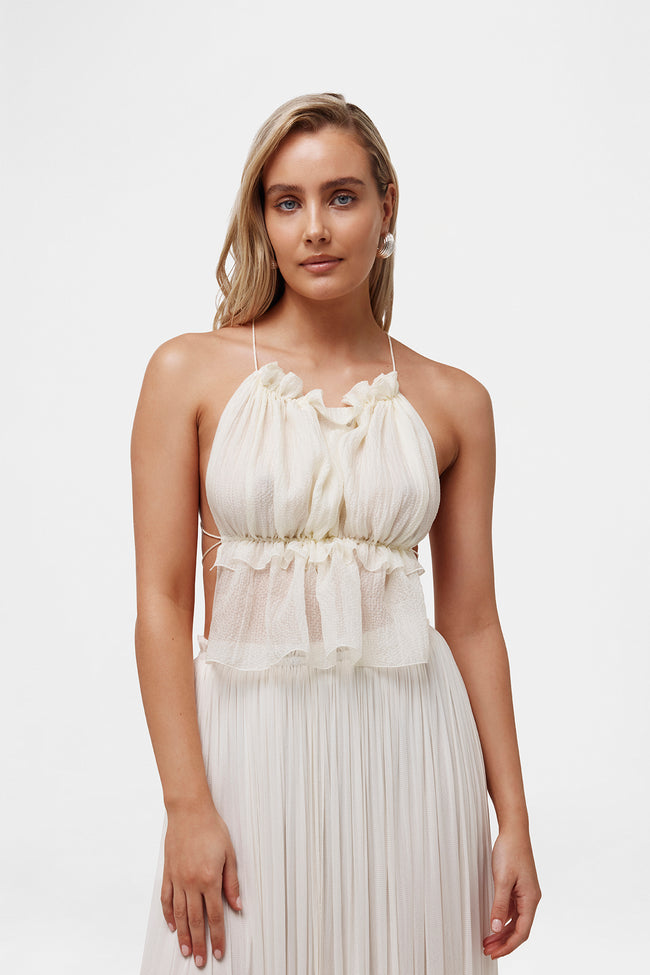 White String Silk Top