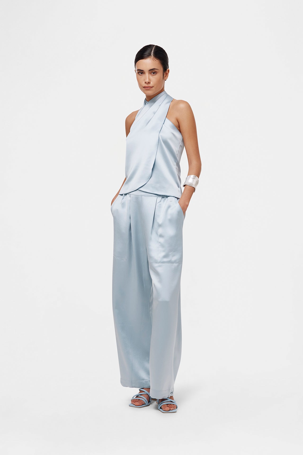 Blue Satin Trousers
