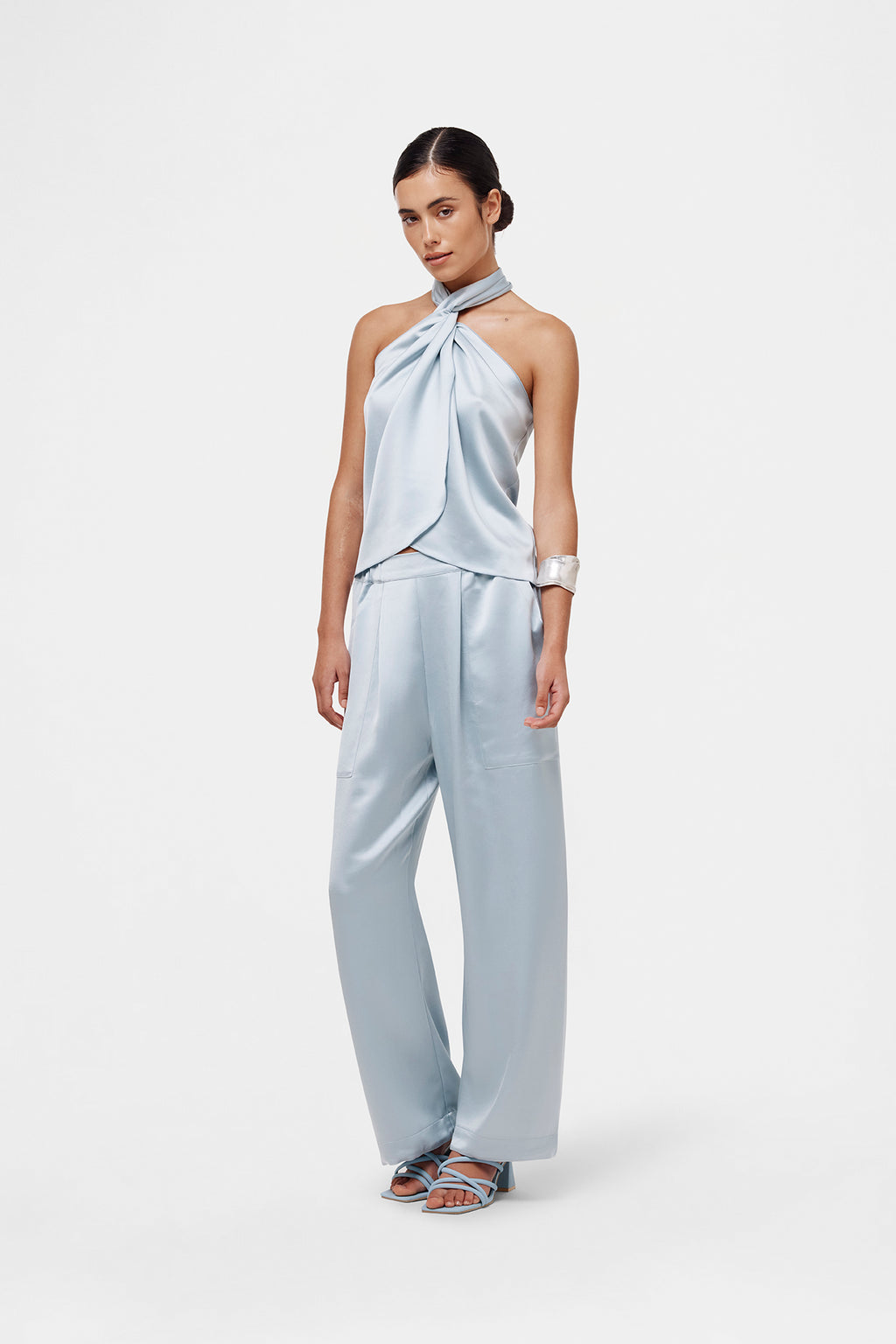 Blue Satin Trousers