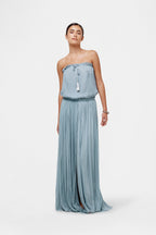 Ice Blue Bandeau Silk Swimsuit