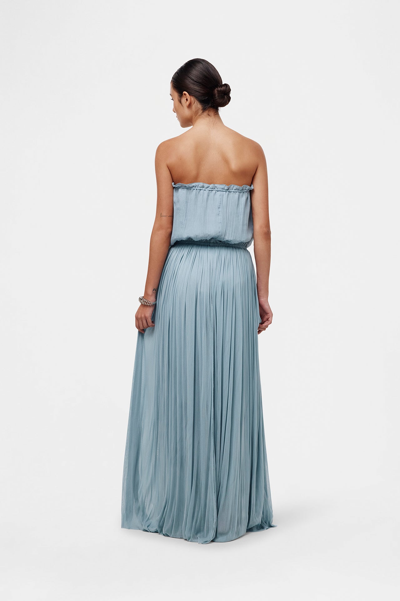 Ice Blue Bandeau Silk Swimsuit