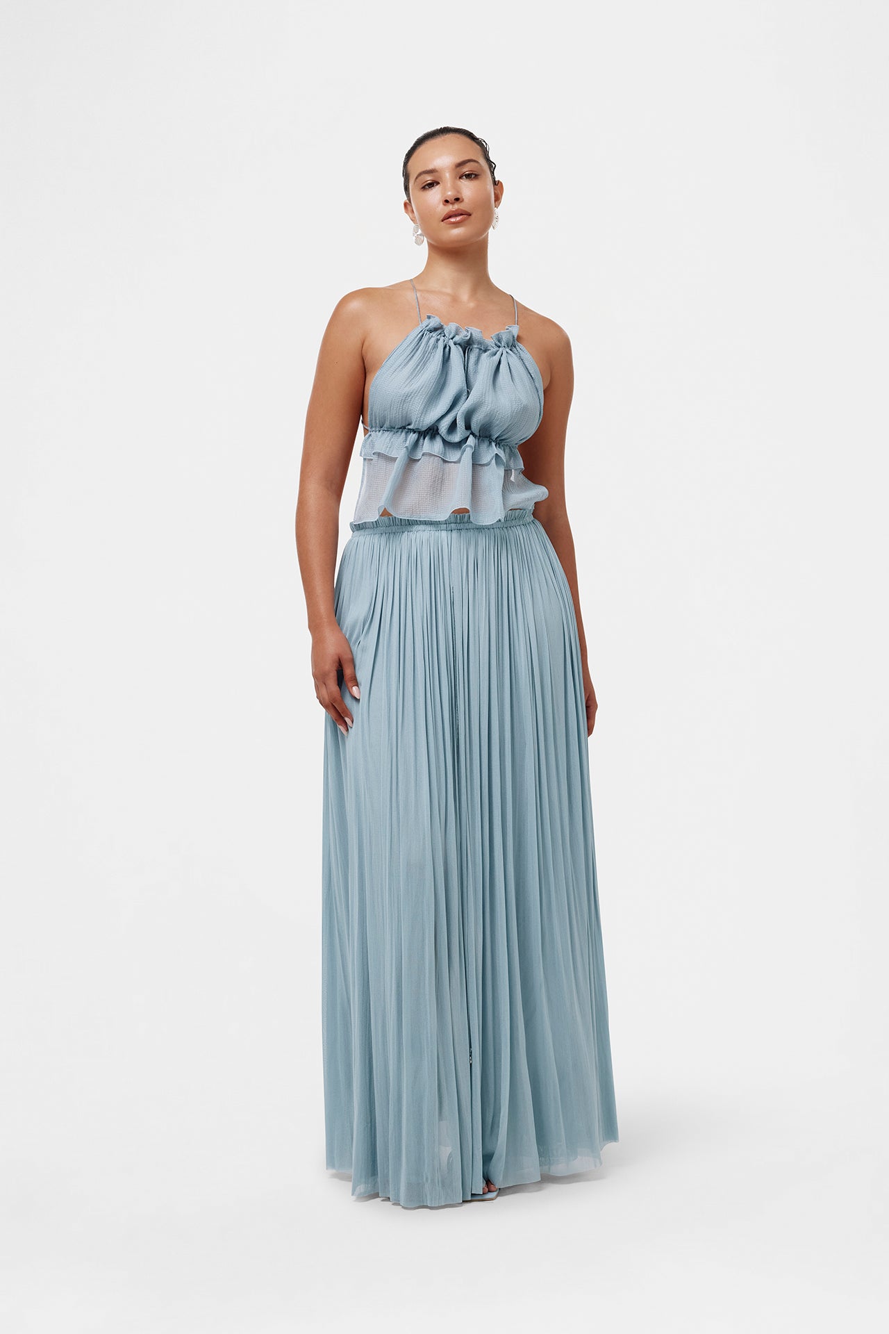 Ice Blue String Silk Top