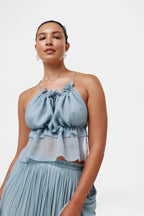 Ice Blue String Silk Top