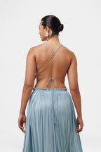 Ice Blue Silk Tulle Skirt