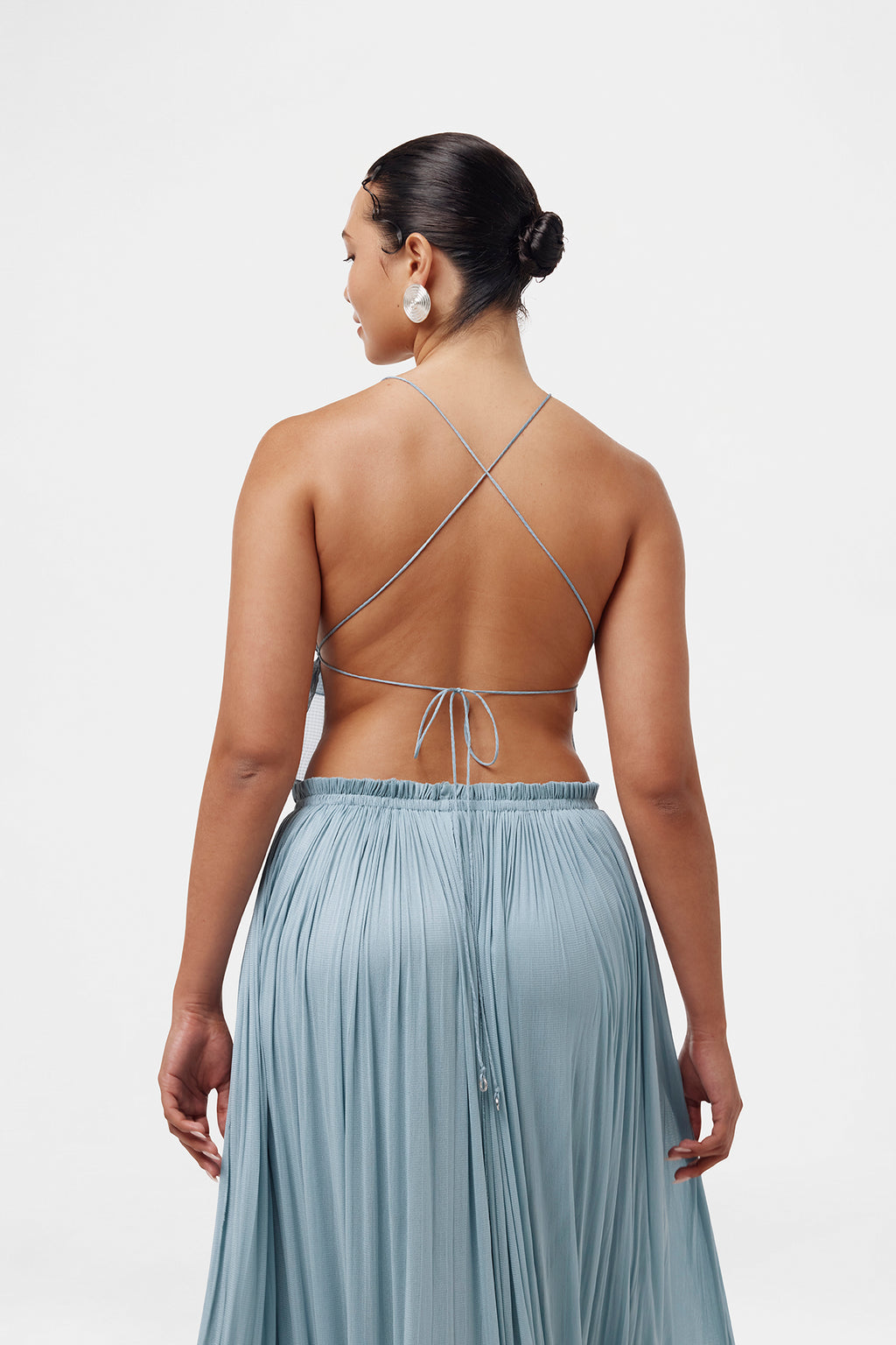 Ice Blue String Silk Top