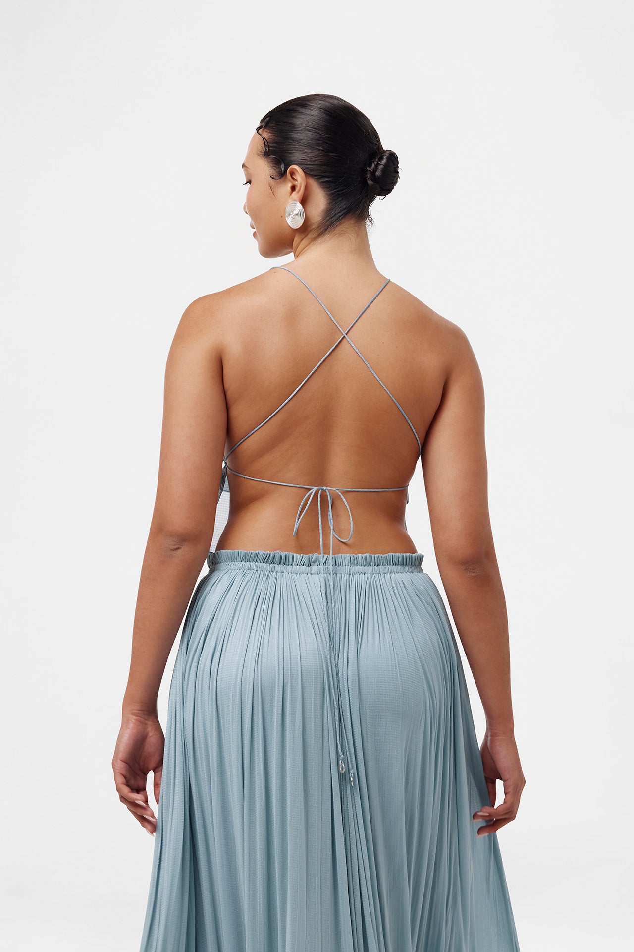 Ice Blue String Silk Top