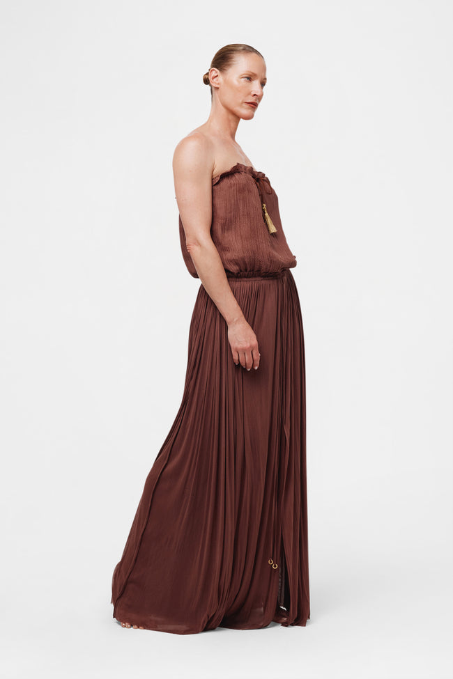 Brown Silk Tulle Skirt