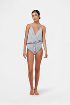 Ice Blue Glitter V-Swimsuit