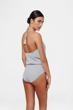 Ice Blue Glitter V-Swimsuit