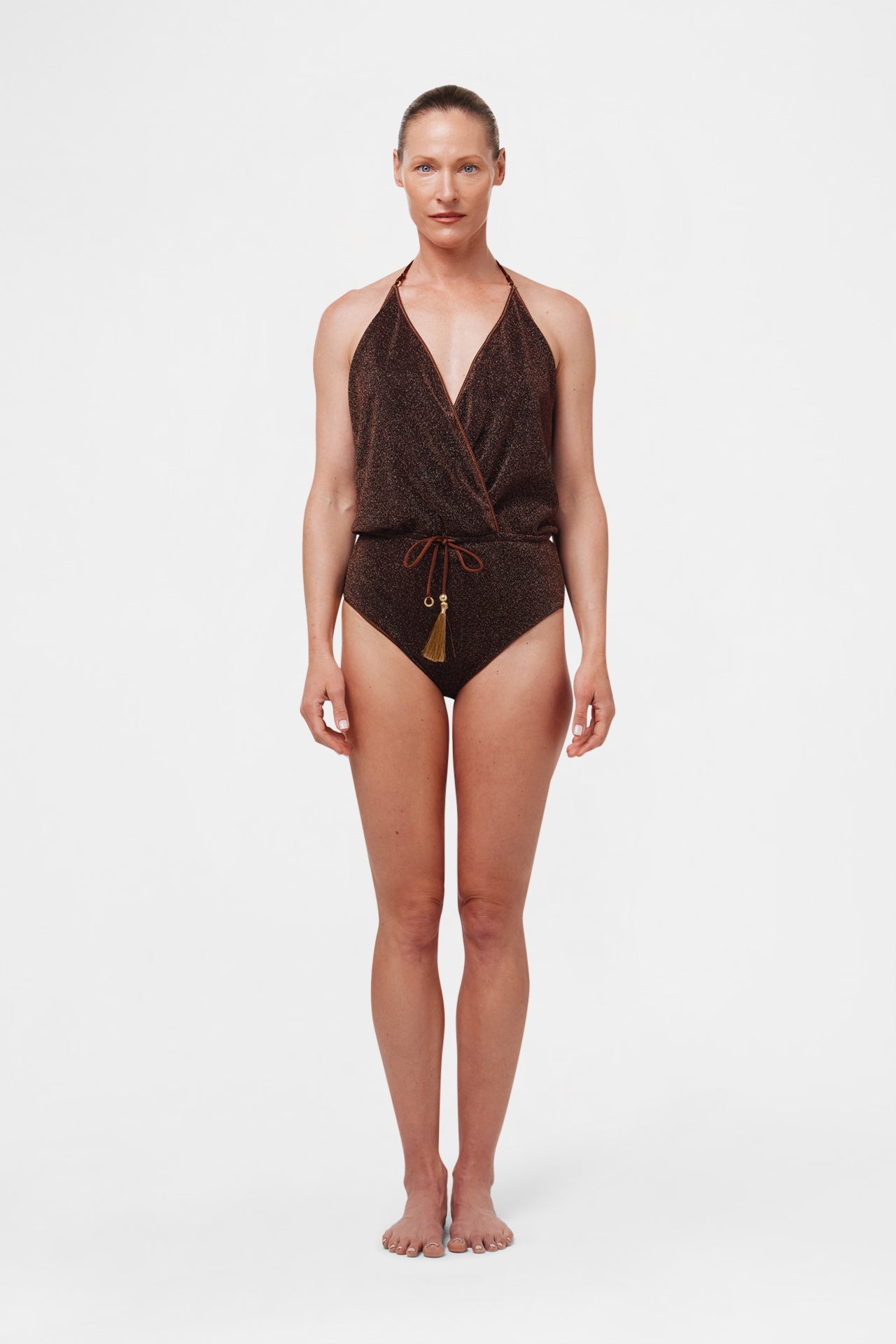 Brown Glitter V-Swimsuit